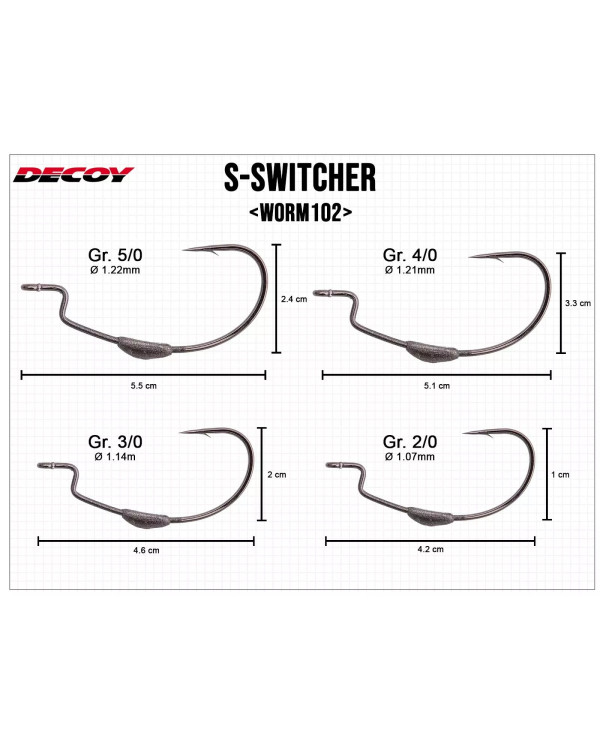 Worm102 S-Switcher Hook (Decoy) Worm102 S-Switcher Hook (Decoy)